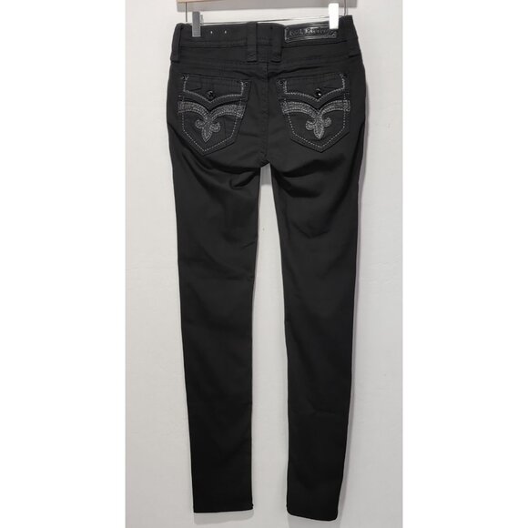 Rock Revival Beliss Mid Rise Skinny Black Excellent Condition Size 26 - Picture 2 of 12